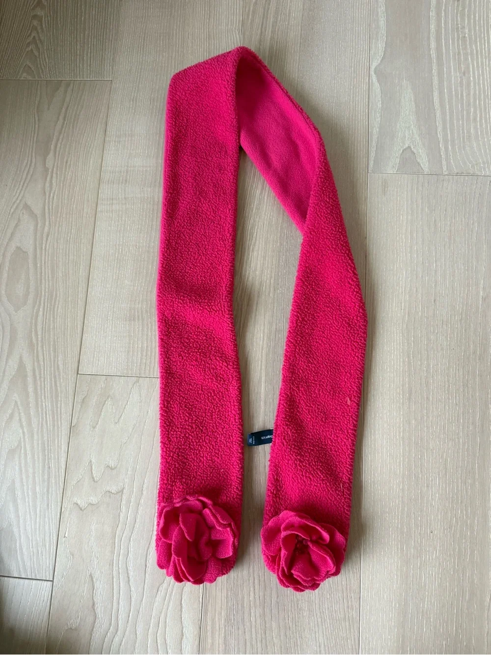 GAP Kids Bright Pink Fleece Scarf with Flower Ends